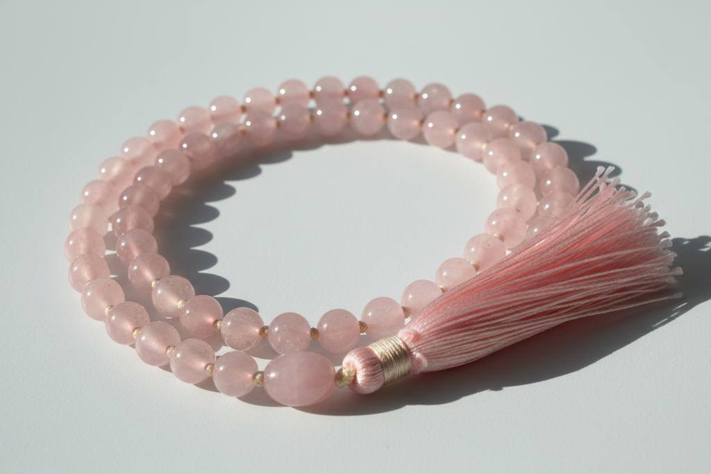 Collana japamala quarzo rosa